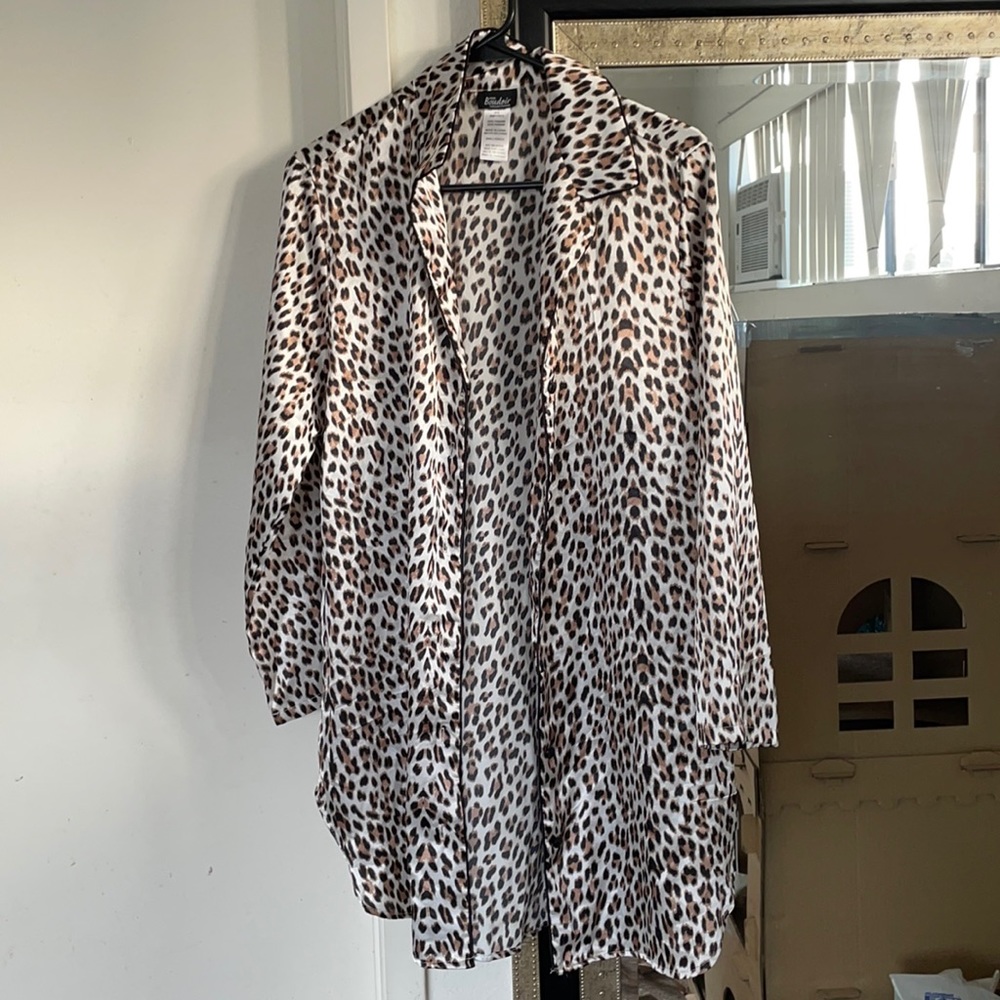 Leopard Print Button Down Night Gown - image 1